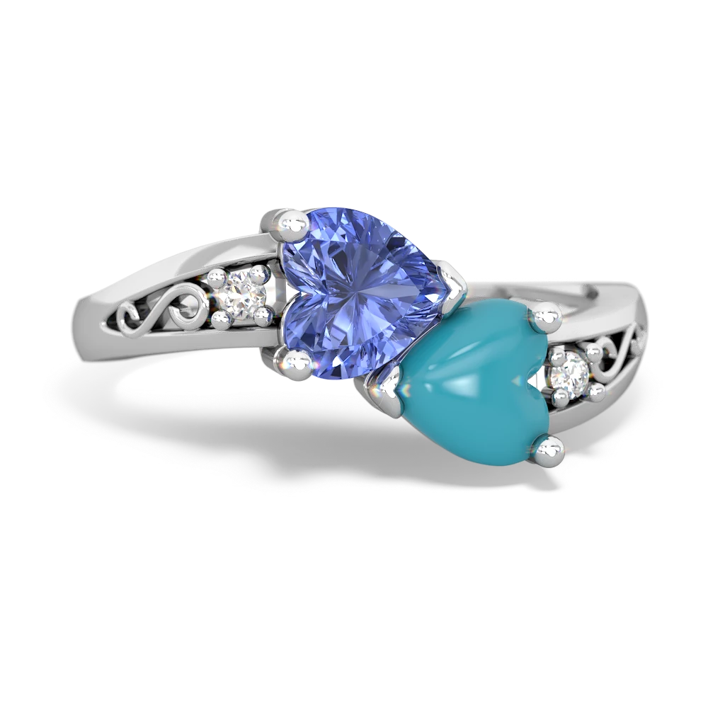 Tanzanite Snuggling Hearts 14K White Gold ring R2178