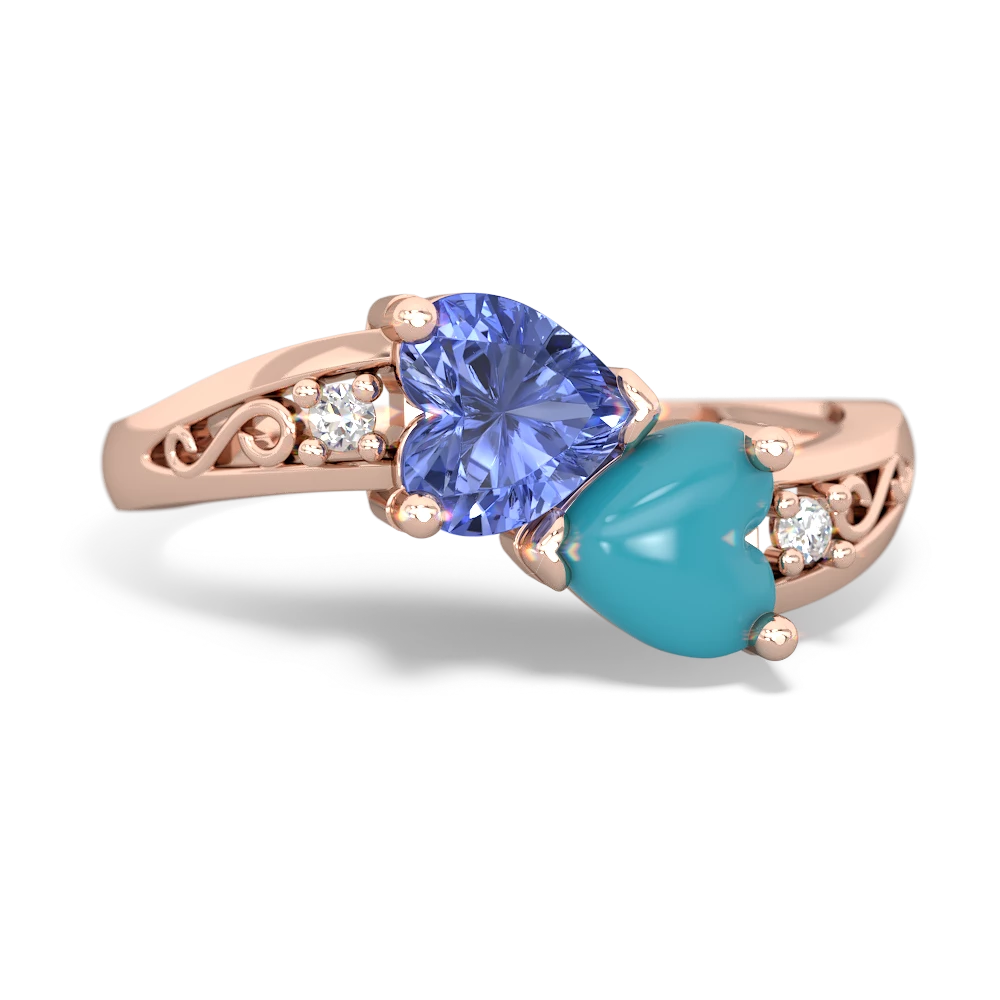 Tanzanite Snuggling Hearts 14K Rose Gold ring R2178