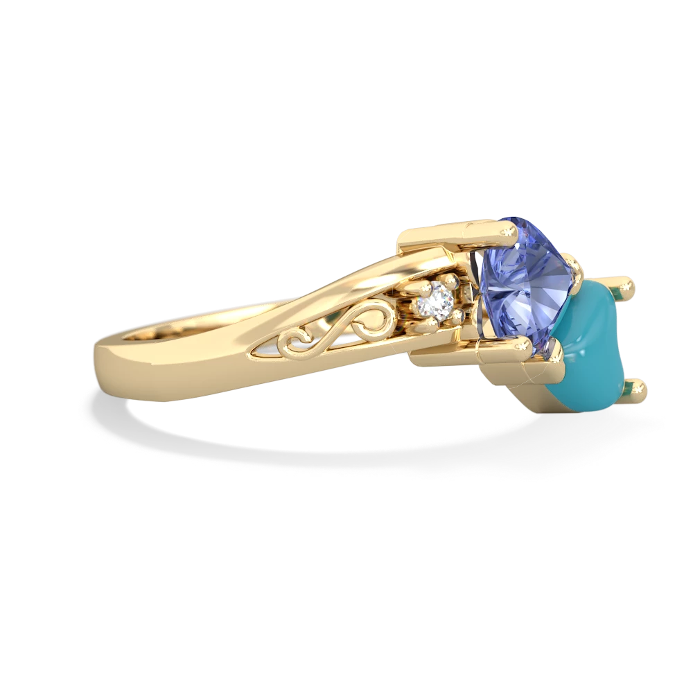 Tanzanite Snuggling Hearts 14K Yellow Gold ring R2178