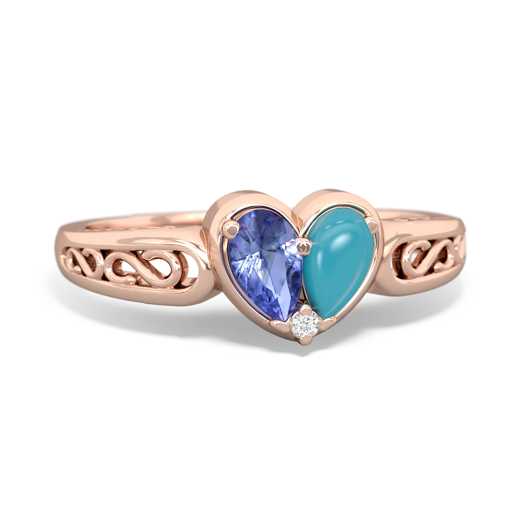 Tanzanite Filligree 'One Heart' 14K Rose Gold ring R5070