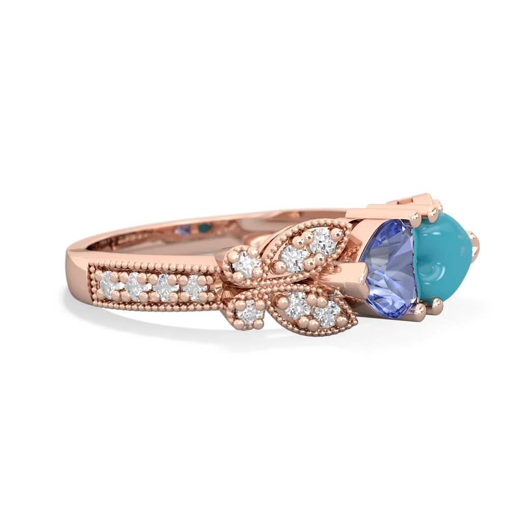 Tanzanite Diamond Butterflies 14K Rose Gold ring R5601