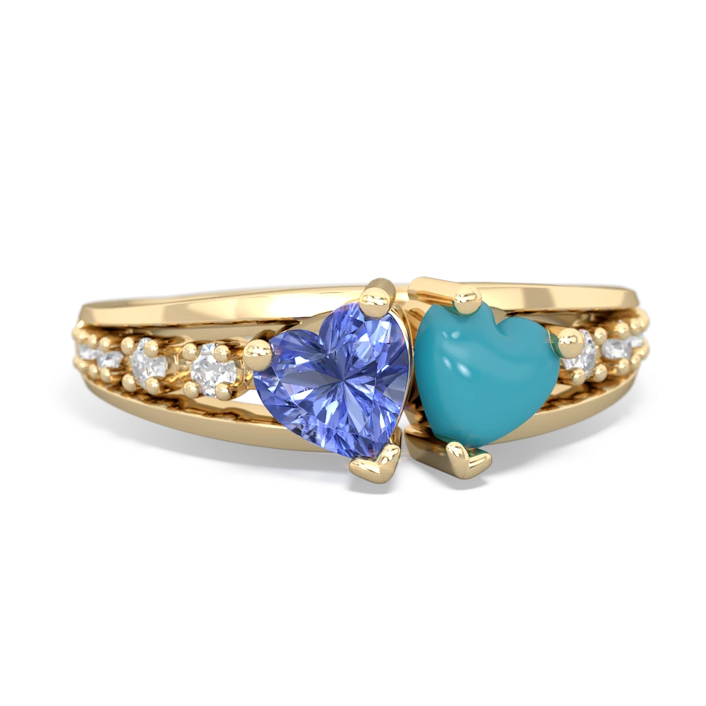 Tanzanite Heart To Heart 14K Yellow Gold ring R3342