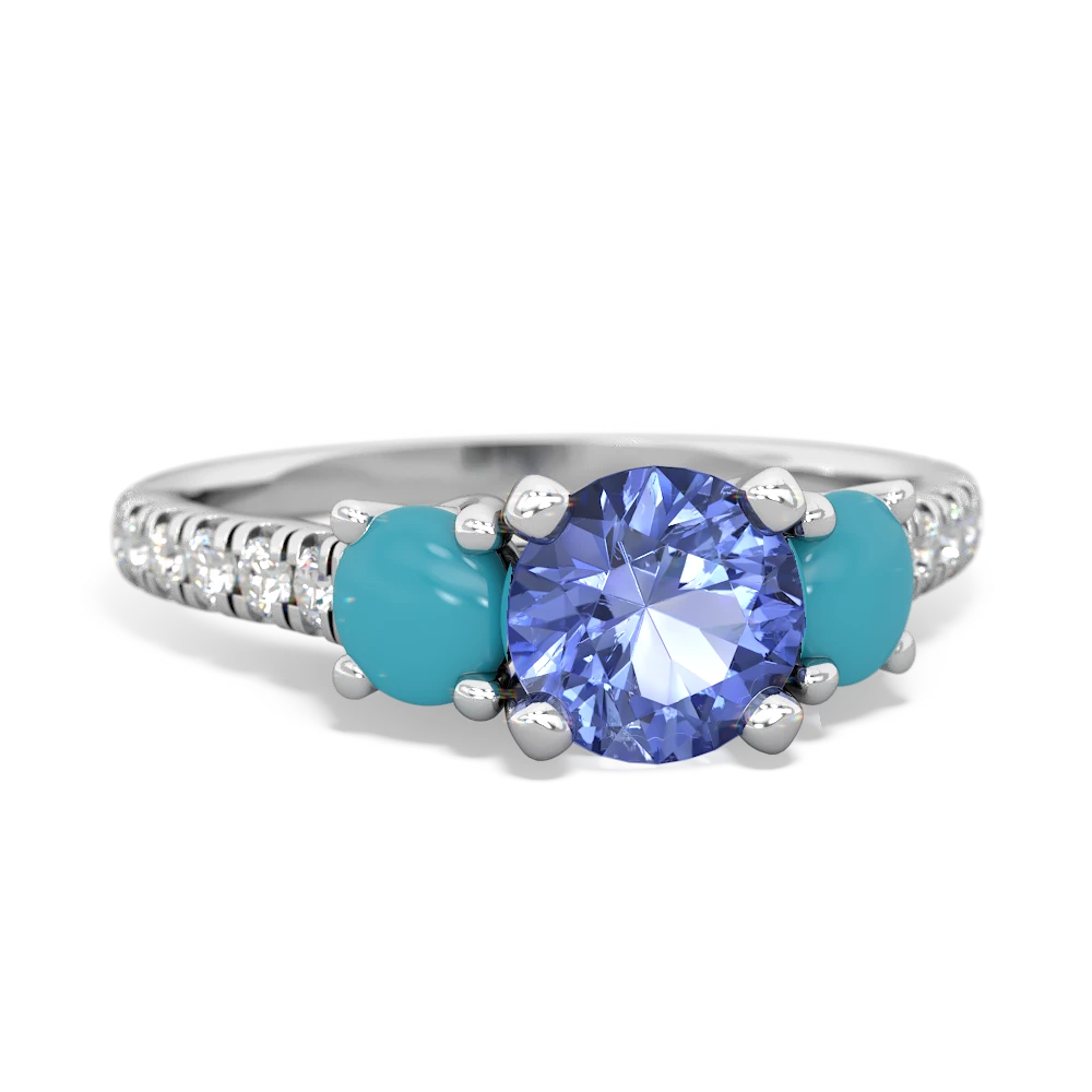 Tanzanite Pave Trellis 14K White Gold ring R5500