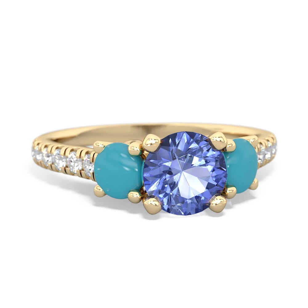 Tanzanite Pave Trellis 14K Yellow Gold ring R5500