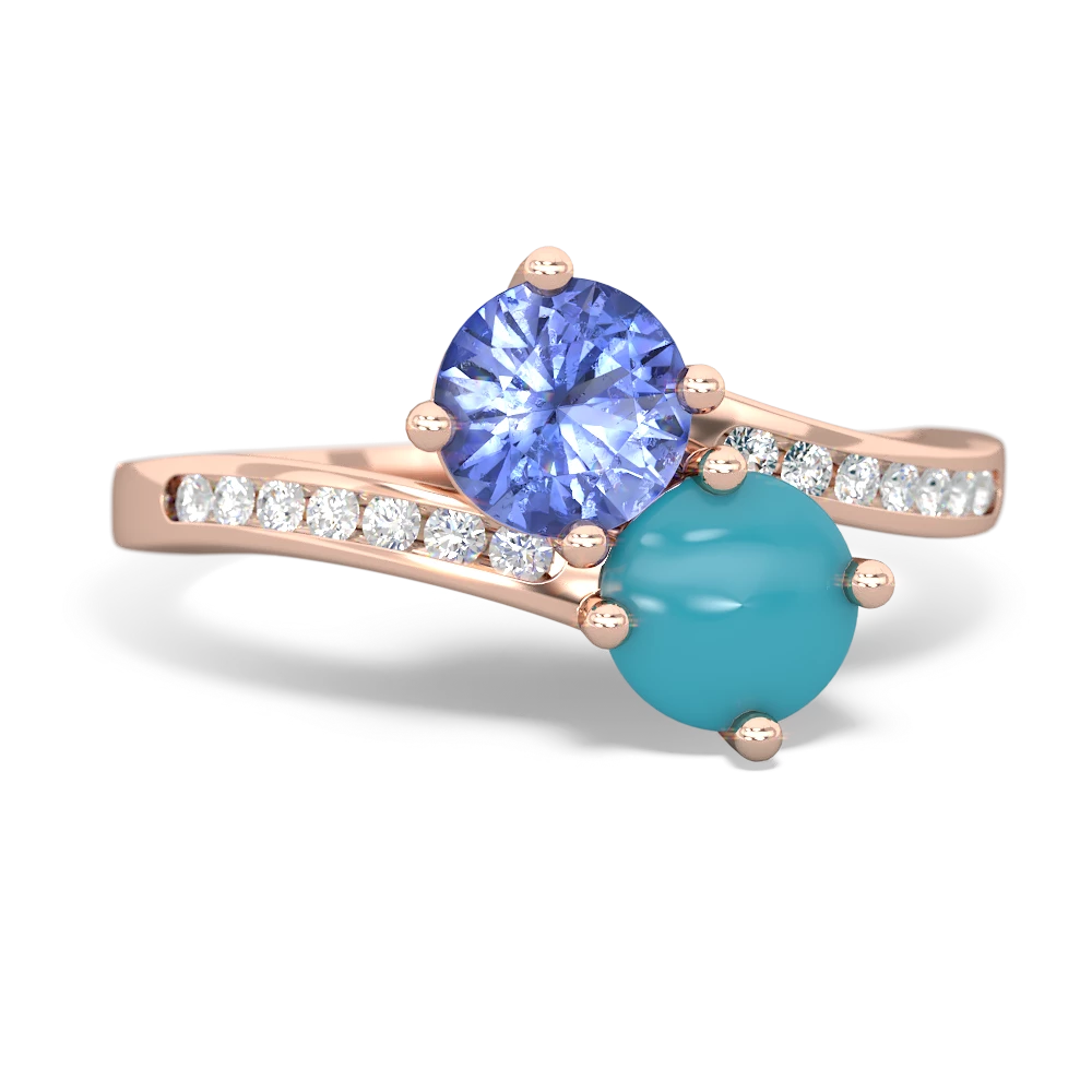 Tanzanite Channel Set Two Stone 14K Rose Gold ring R5303