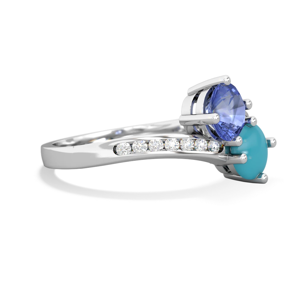 Tanzanite Channel Set Two Stone 14K White Gold ring R5303