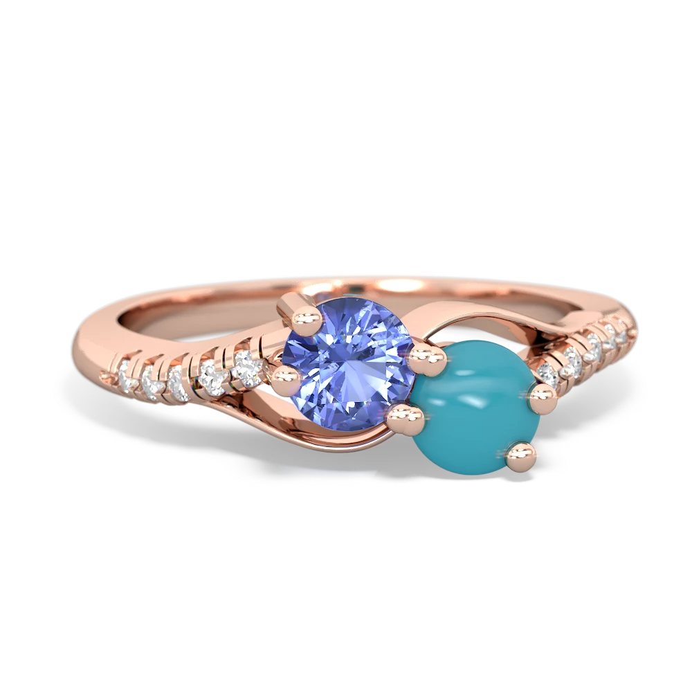 Tanzanite Infinity Pave Two Stone 14K Rose Gold ring R5285