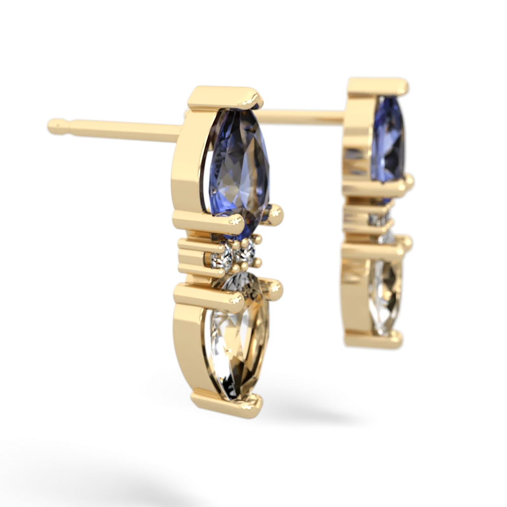 Tanzanite Bowtie Drop 14K Yellow Gold earrings E0865