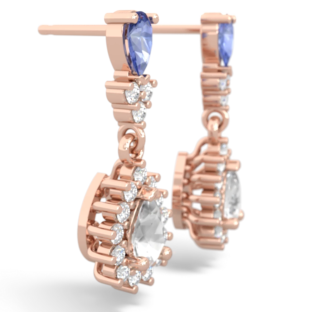 Tanzanite Halo Pear Dangle 14K Rose Gold earrings E1882