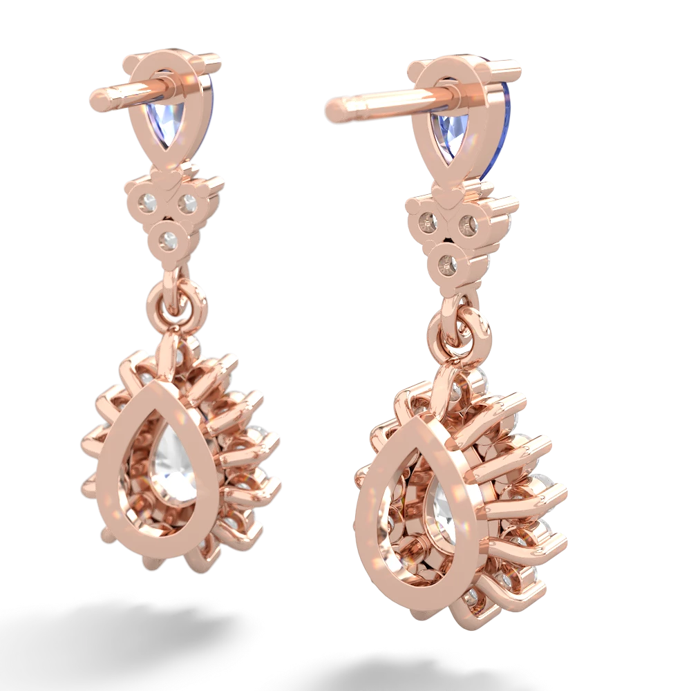 Tanzanite Halo Pear Dangle 14K Rose Gold earrings E1882