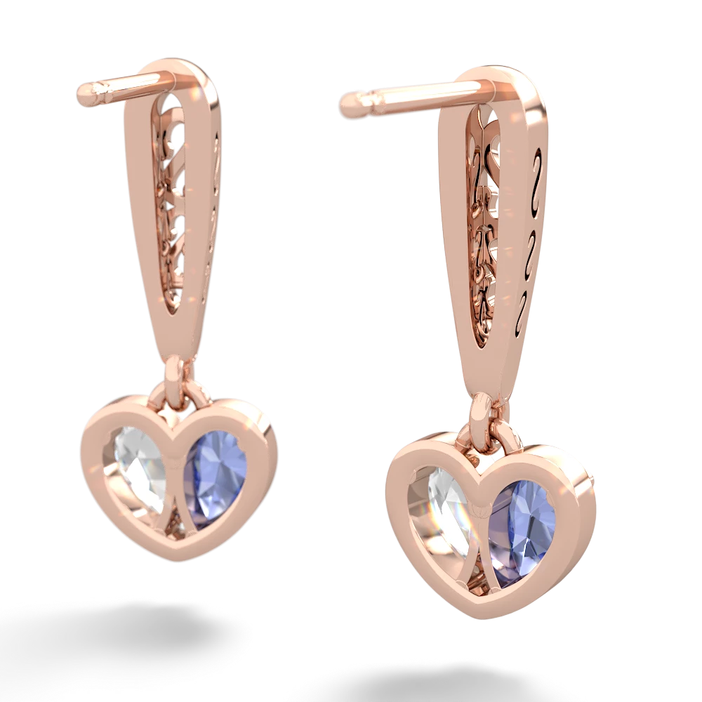 Tanzanite Filligree Heart 14K Rose Gold earrings E5070