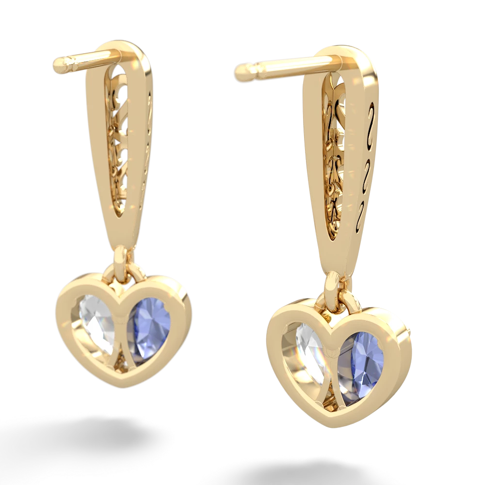 Tanzanite Filligree Heart 14K Yellow Gold earrings E5070