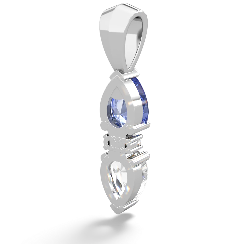 Tanzanite Bowtie Drop 14K White Gold pendant P0865