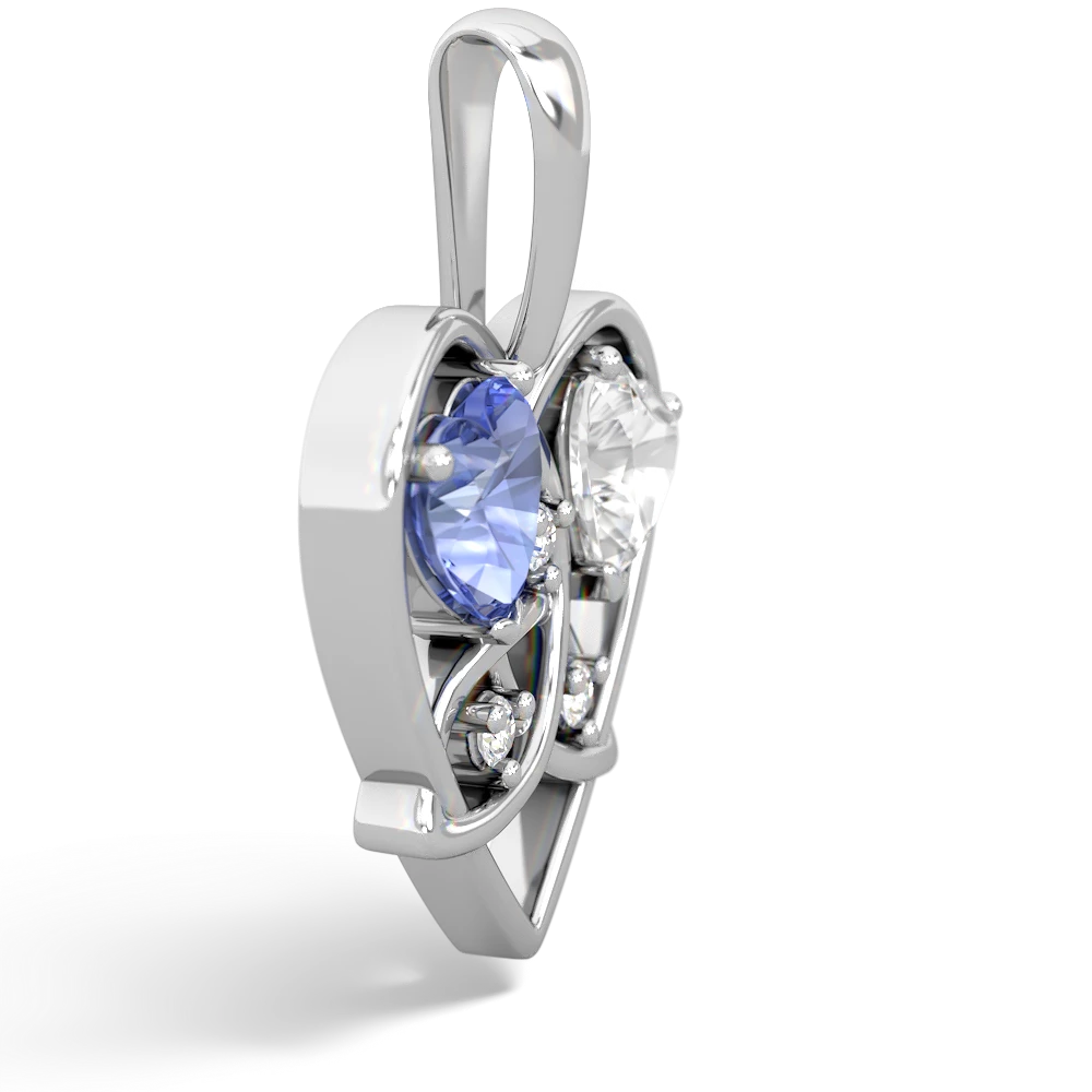 Tanzanite Celtic Trinity Heart 14K White Gold pendant P5331