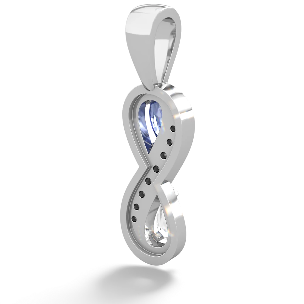 Tanzanite Diamond Infinity 14K White Gold pendant P5390