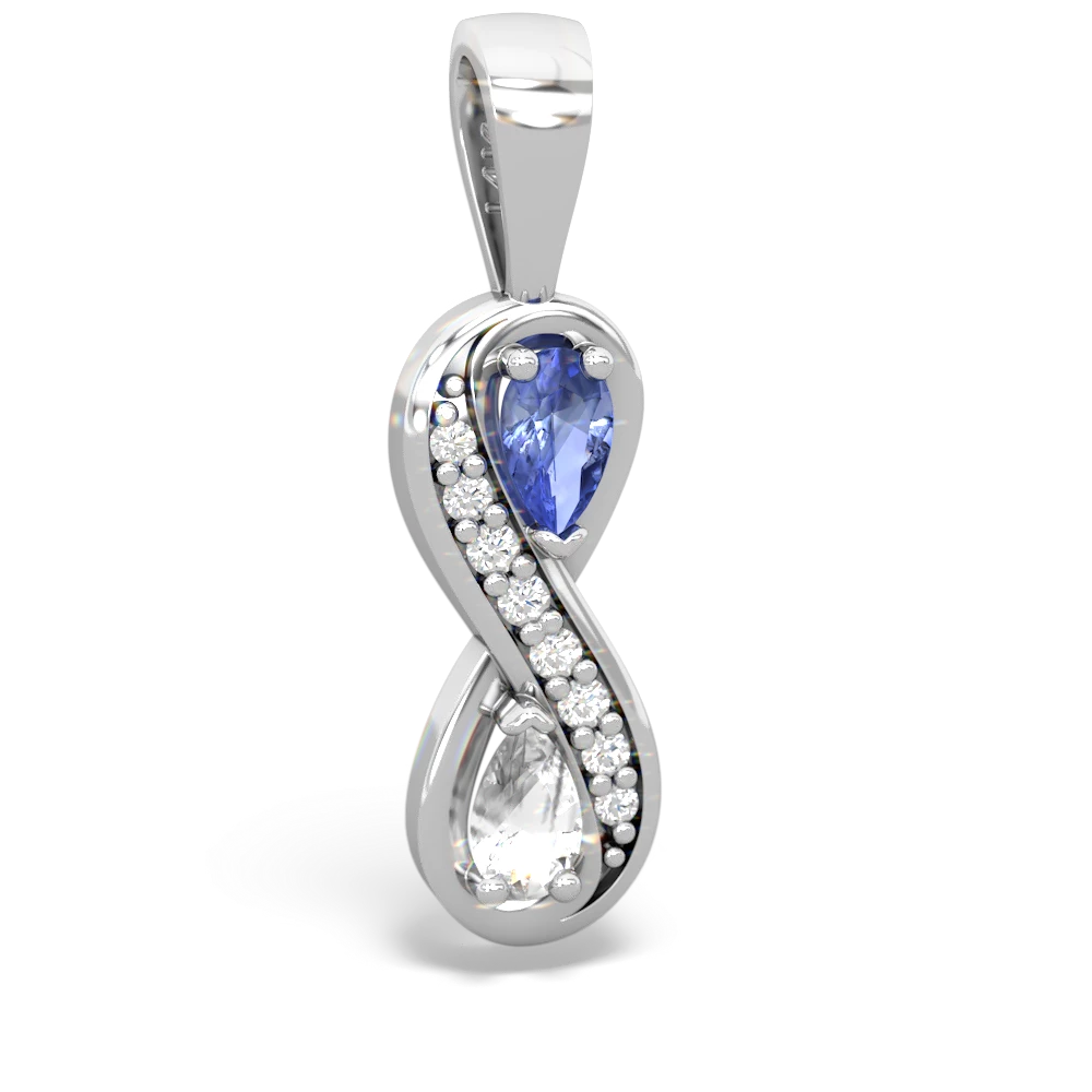 Tanzanite Diamond Infinity 14K White Gold pendant P5390