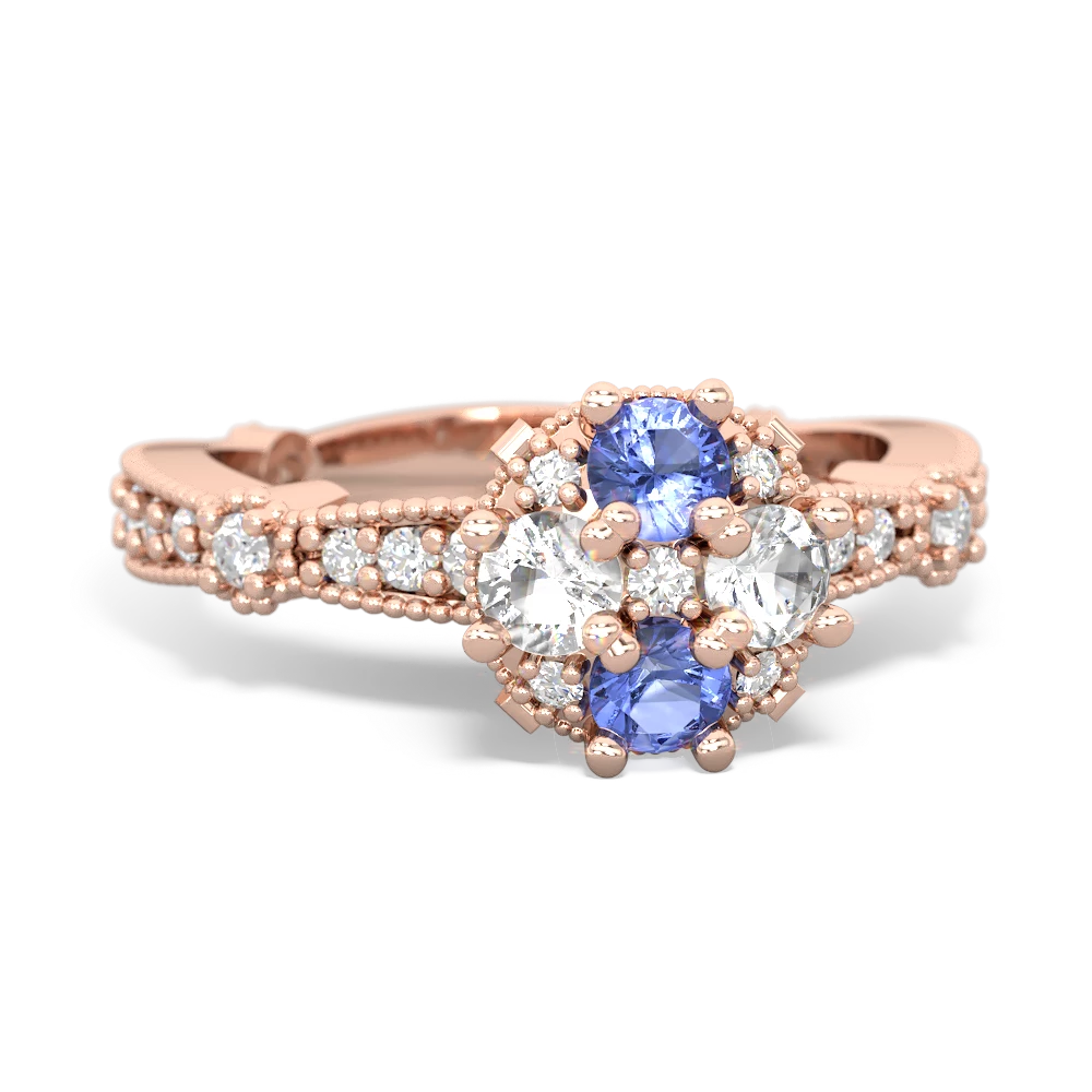 Tanzanite Sparkling Tiara Cluster 14K Rose Gold ring R26293RD