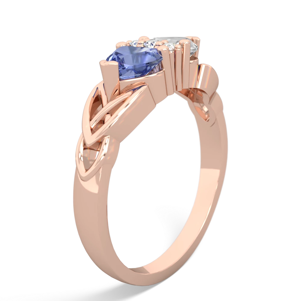 Tanzanite Celtic Knot Double Heart 14K Rose Gold ring R5040