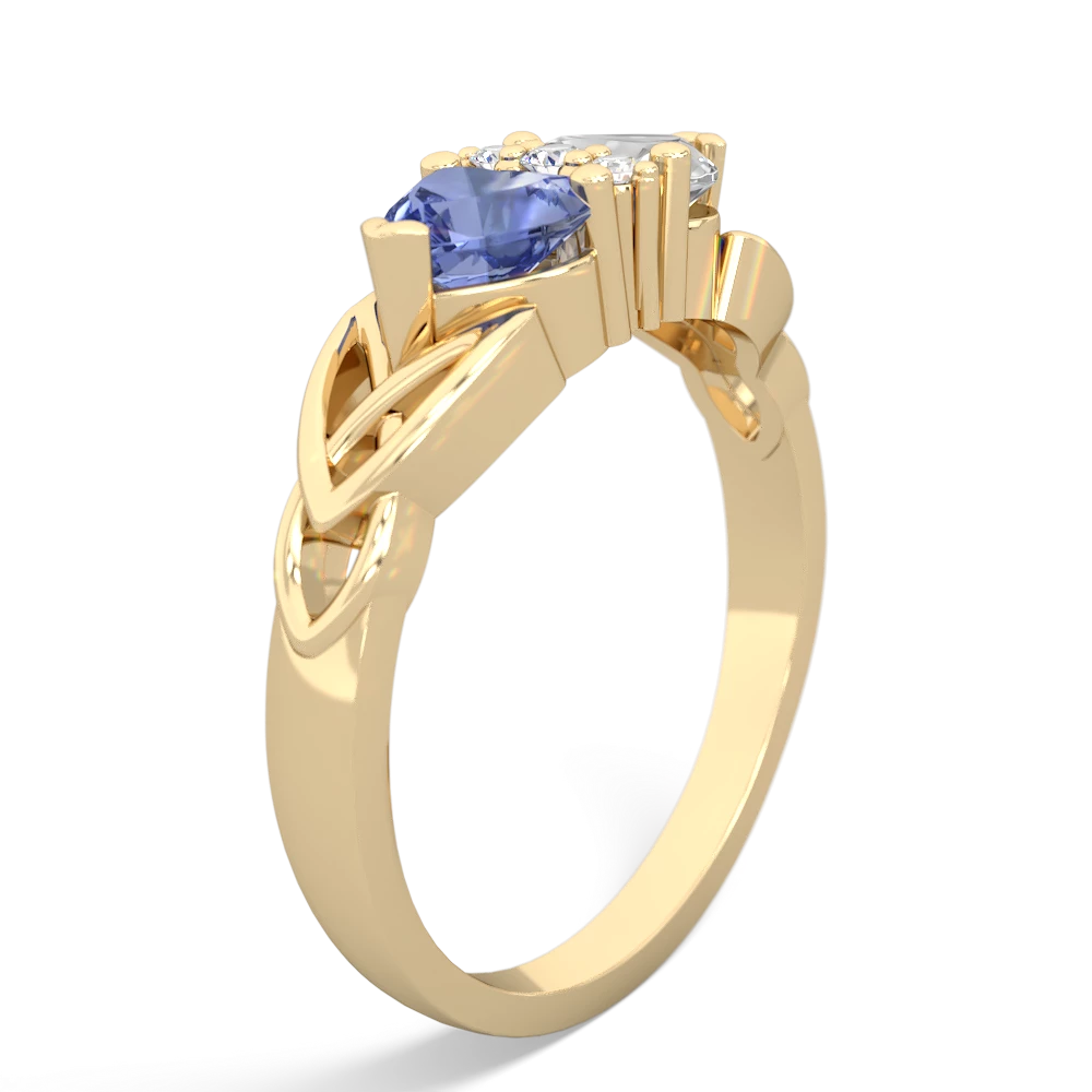 Tanzanite Celtic Knot Double Heart 14K Yellow Gold ring R5040