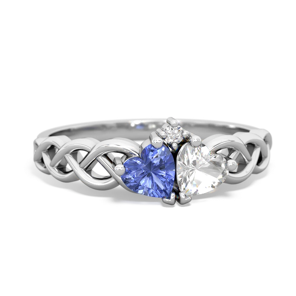 Tanzanite Heart To Heart Braid 14K White Gold ring R5870