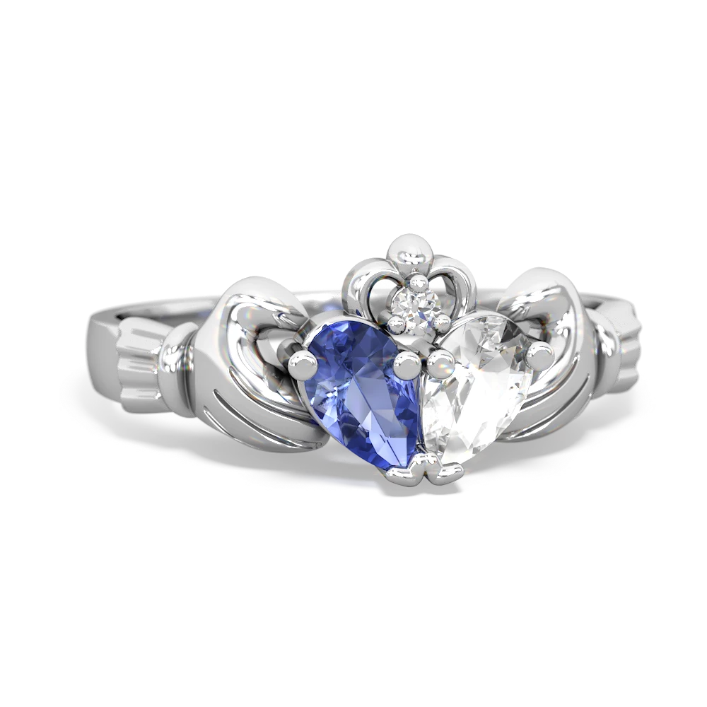 Tanzanite 'Our Heart' Claddagh 14K White Gold ring R2388