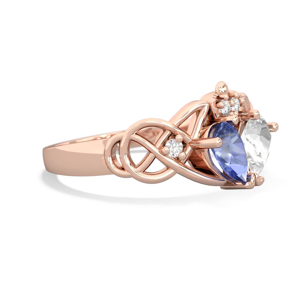 Tanzanite 'One Heart' Celtic Knot Claddagh 14K Rose Gold ring R5322