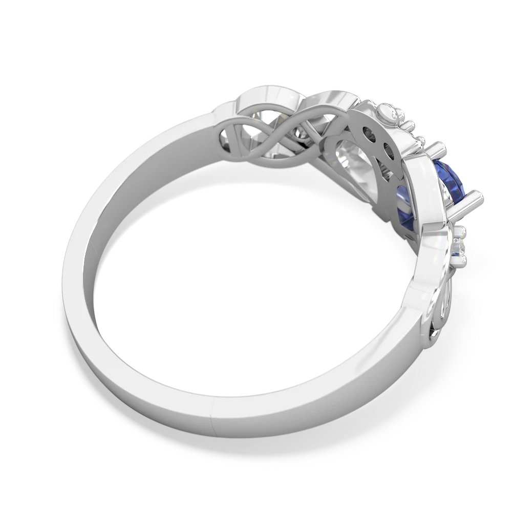 Tanzanite 'One Heart' Celtic Knot Claddagh 14K White Gold ring R5322