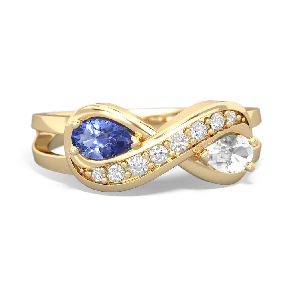 Tanzanite Diamond Infinity 14K Yellow Gold ring R5390