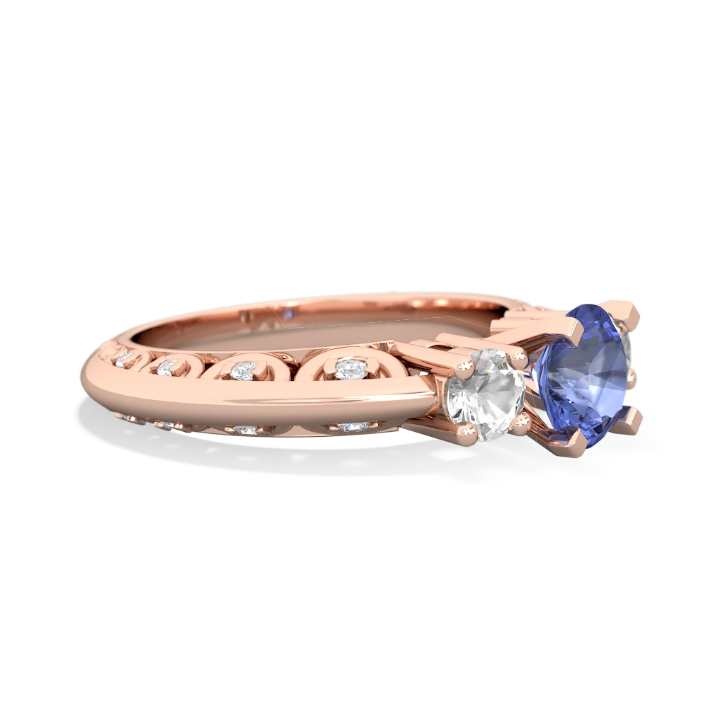 Tanzanite Art Deco Eternal Embrace Engagement 14K Rose Gold ring C2003