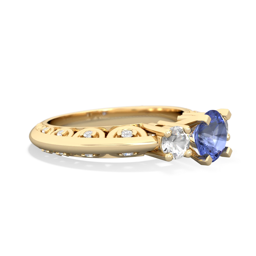 Tanzanite Art Deco Eternal Embrace Engagement 14K Yellow Gold ring C2003