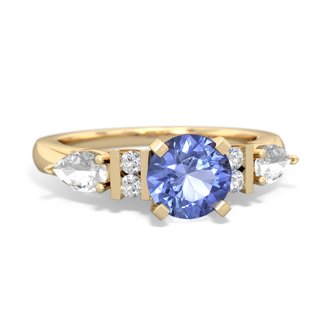 Tanzanite 6Mm Round Eternal Embrace Engagement 14K Yellow Gold ring R2005