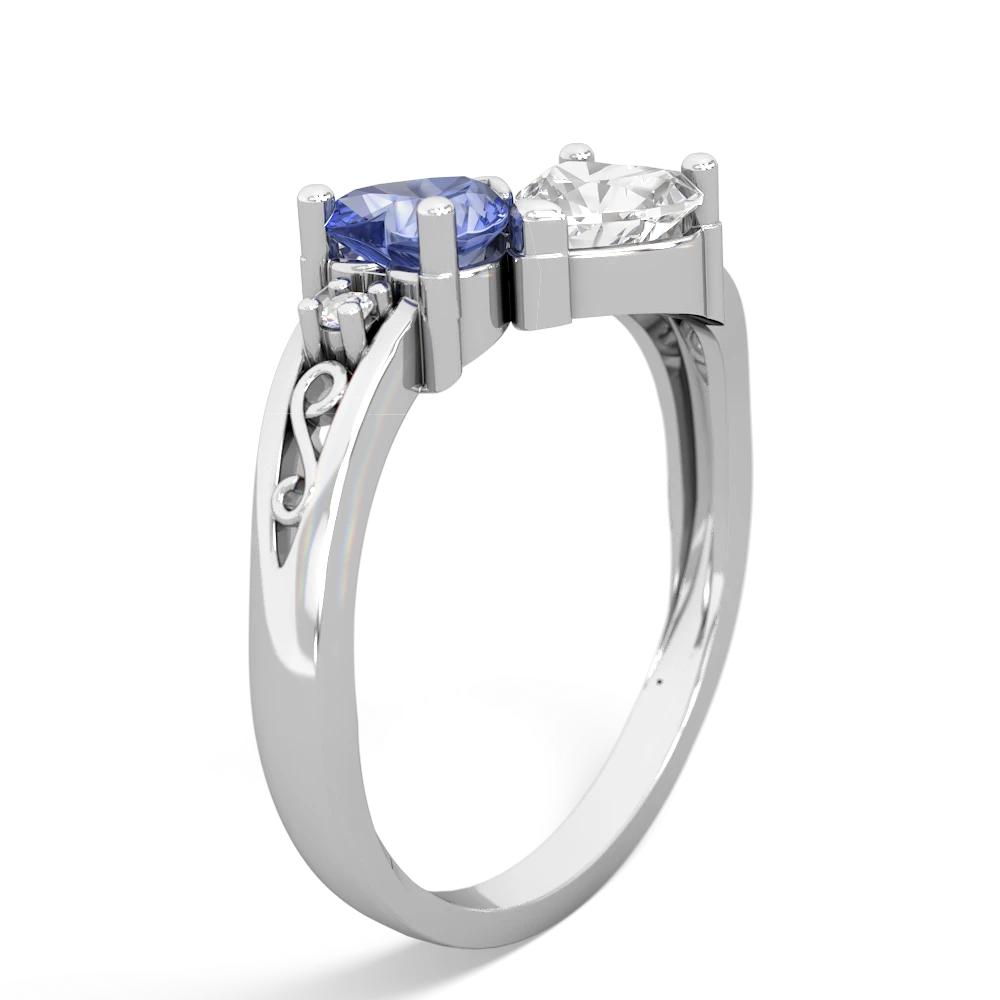 Tanzanite Snuggling Hearts 14K White Gold ring R2178