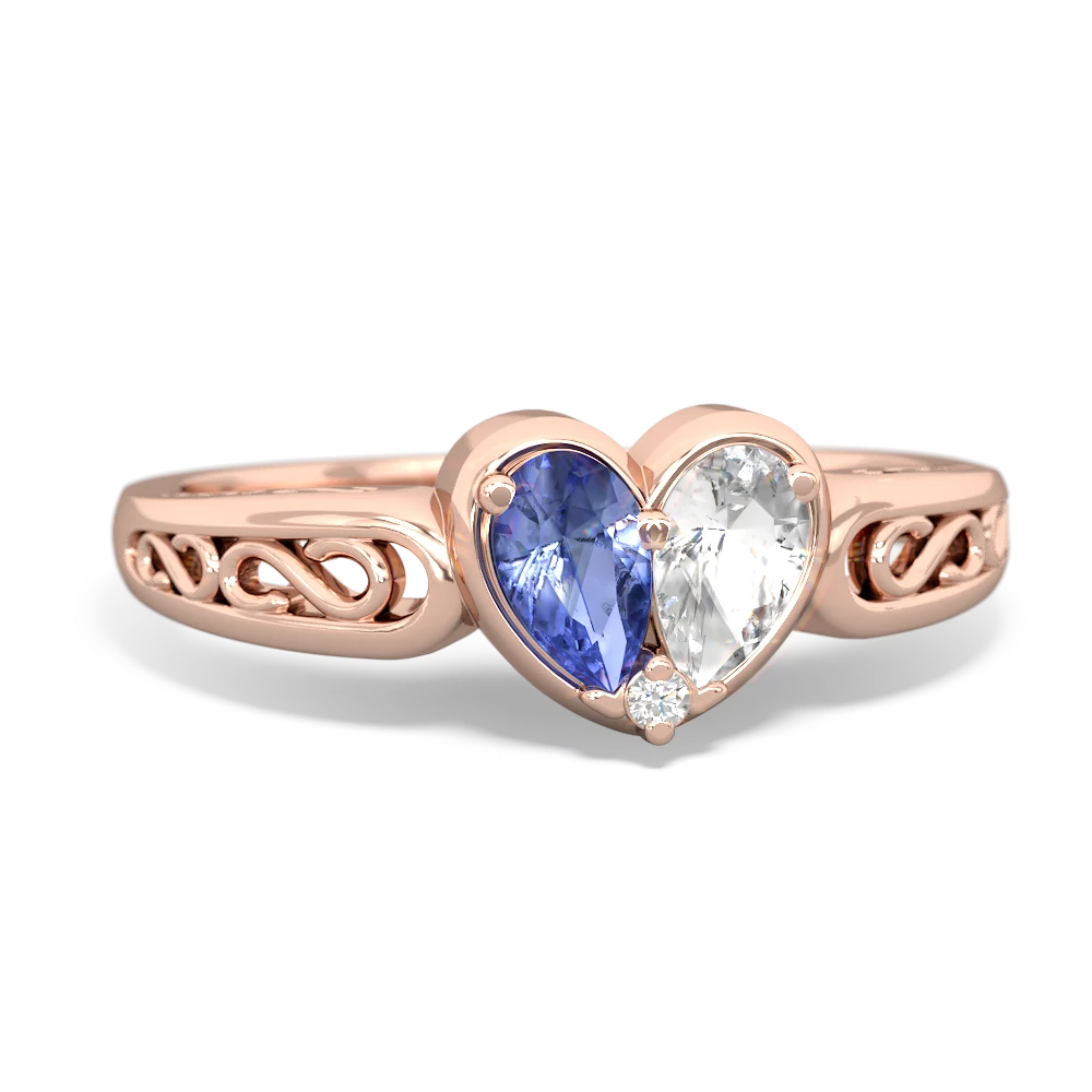 Tanzanite Filligree 'One Heart' 14K Rose Gold ring R5070