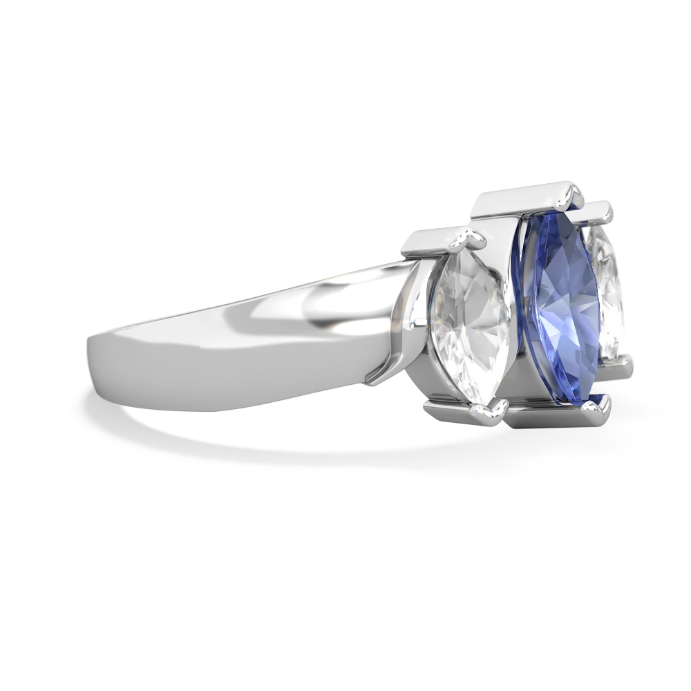 Tanzanite Three Peeks 14K White Gold ring R2433