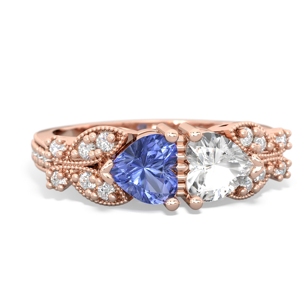 Tanzanite Diamond Butterflies 14K Rose Gold ring R5601