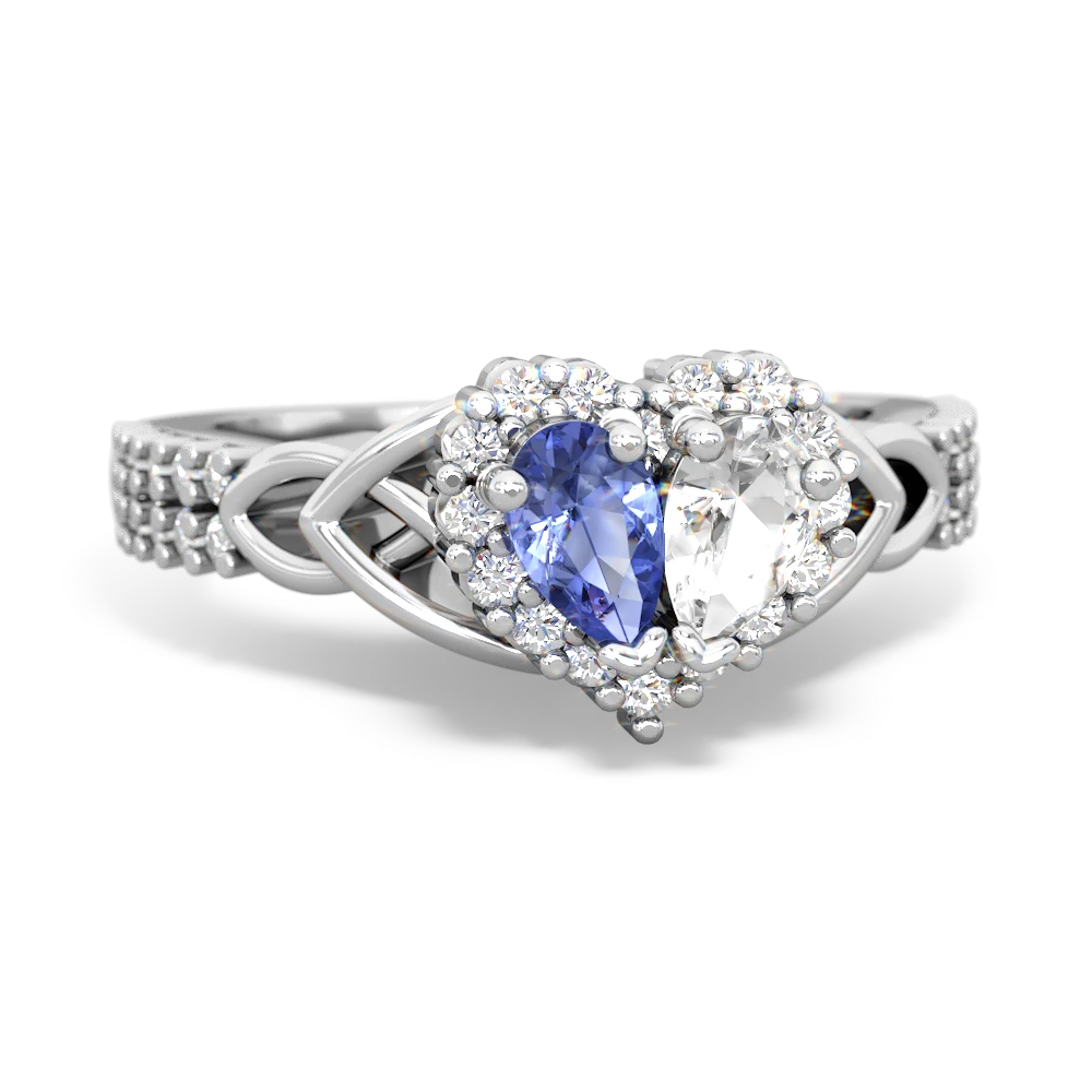 Tanzanite Celtic Knot Two Hearts As One 14K White Gold ring R2644HRT