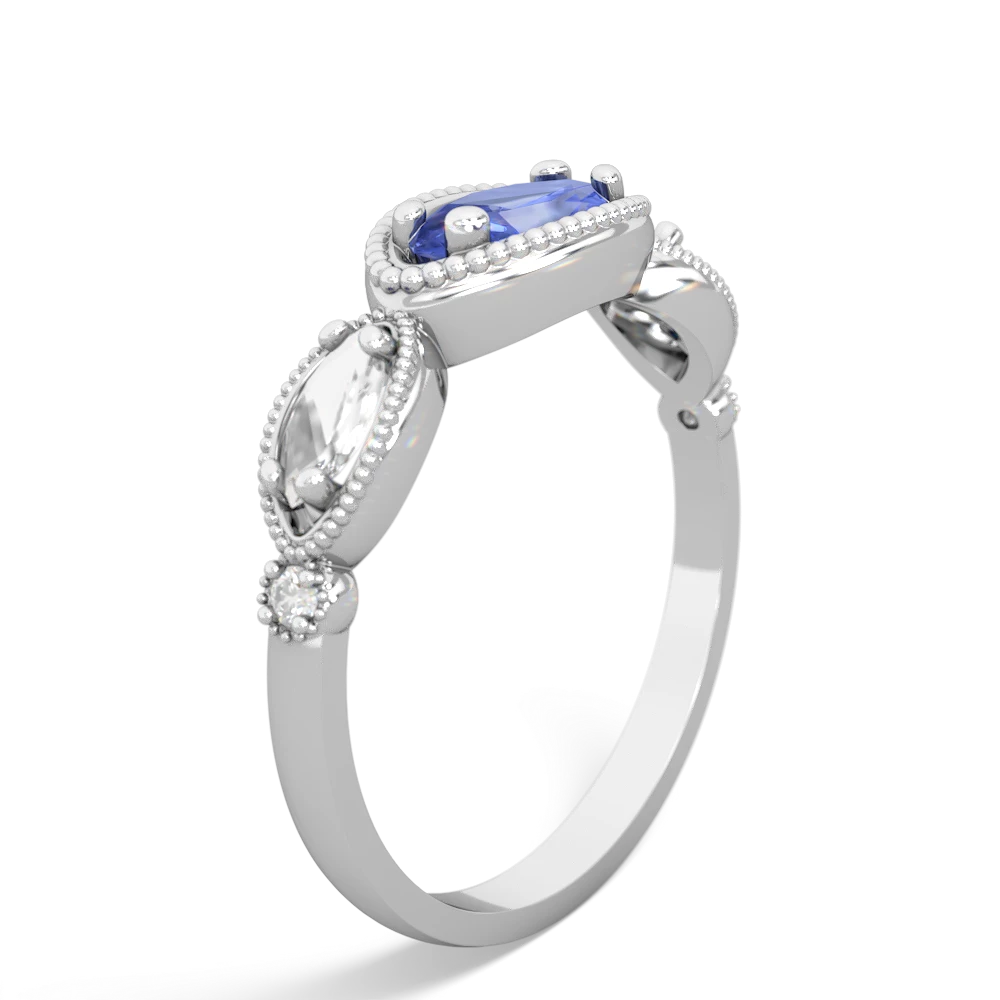 Tanzanite Milgrain Marquise 14K White Gold ring R5700