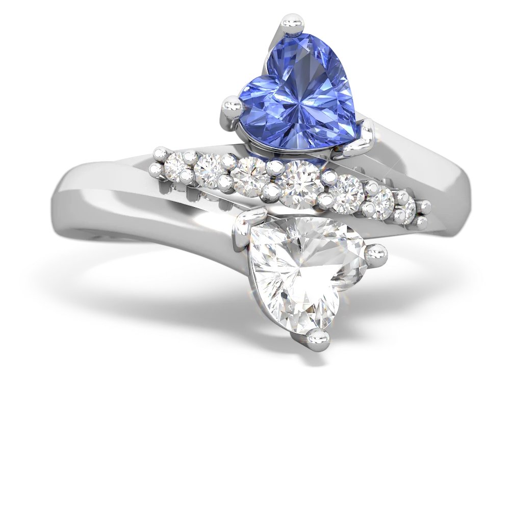 Tanzanite Heart To Heart 14K White Gold ring R2064