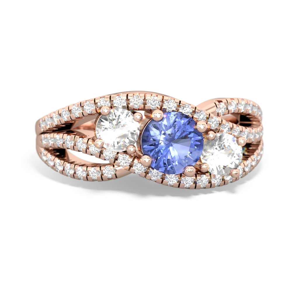 Tanzanite Three Stone Aurora 14K Rose Gold ring R3080