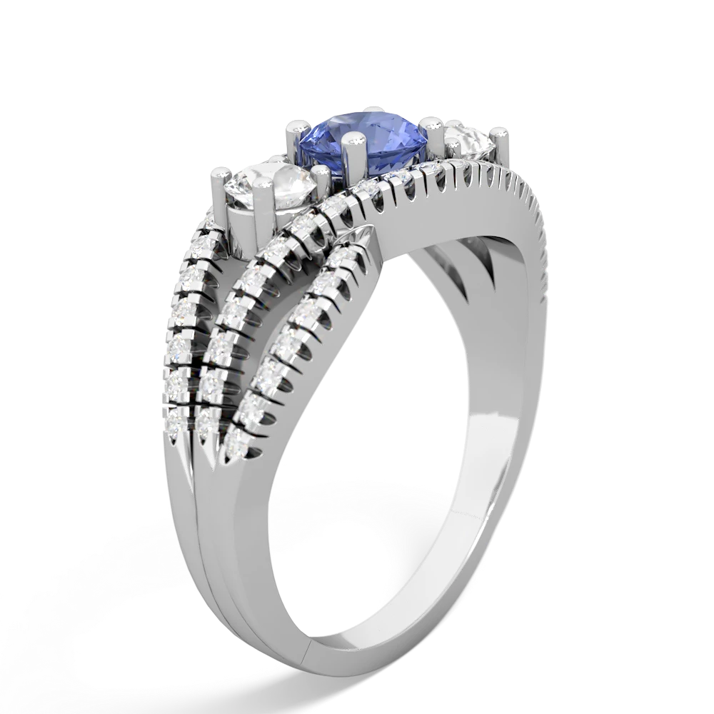 Tanzanite Three Stone Aurora 14K White Gold ring R3080