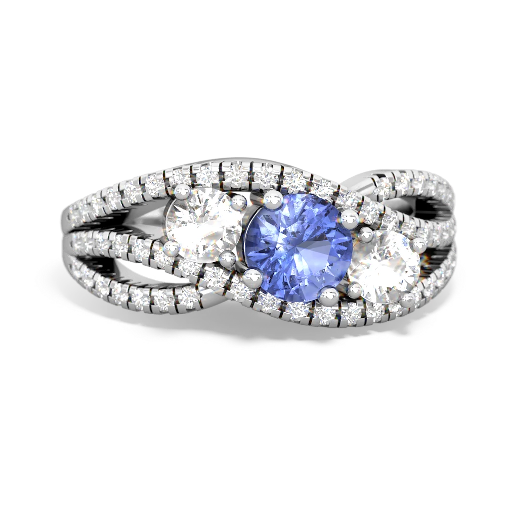 Tanzanite Three Stone Aurora 14K White Gold ring R3080