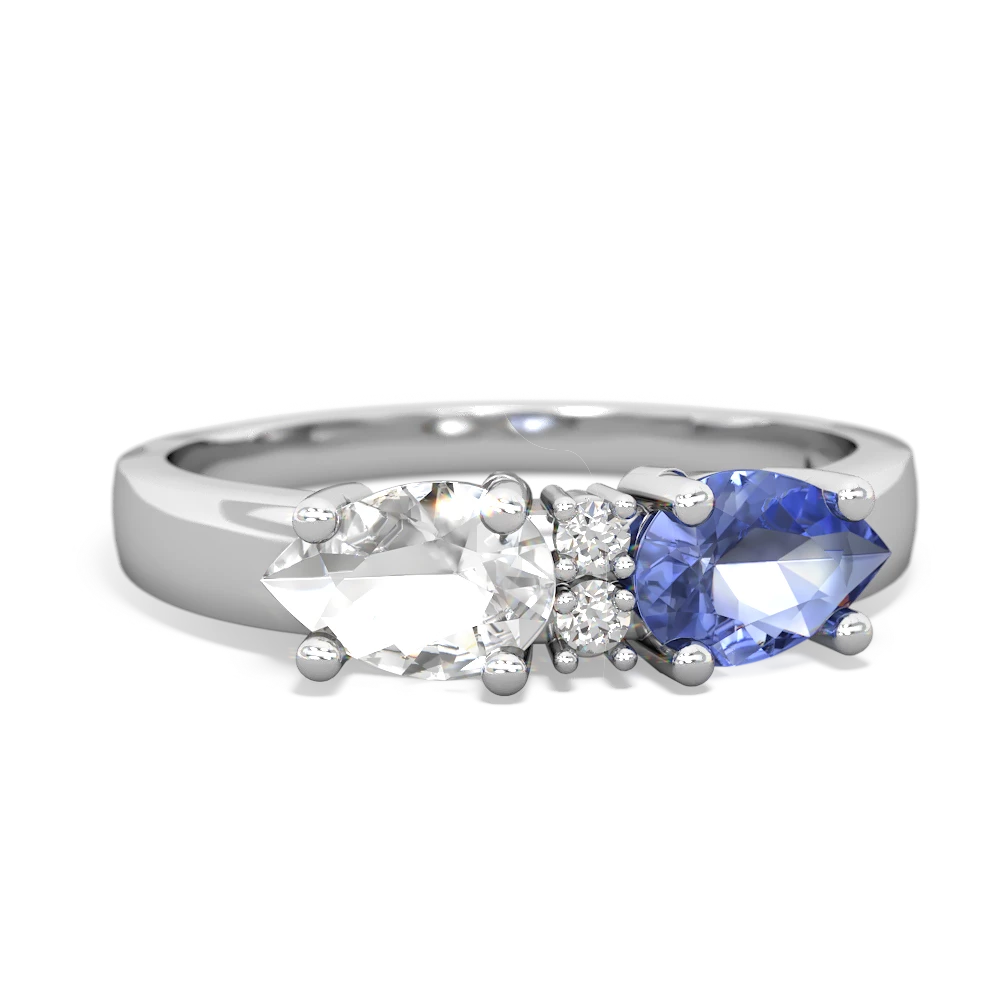 Tanzanite Pear Bowtie 14K White Gold ring R0865