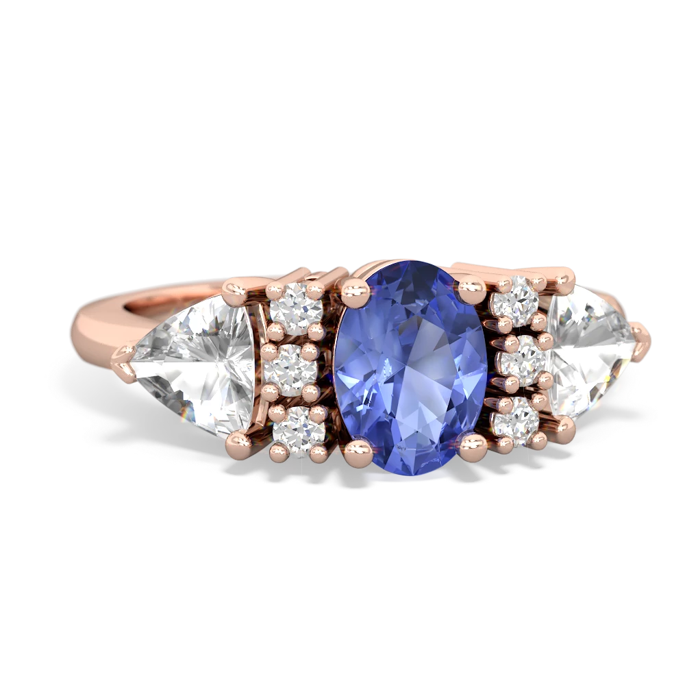 Tanzanite Antique Style Three Stone 14K Rose Gold ring R2186