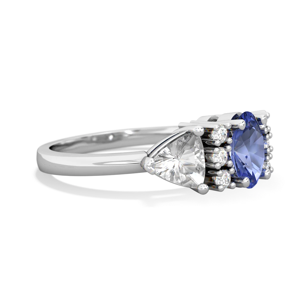 Tanzanite Antique Style Three Stone 14K White Gold ring R2186