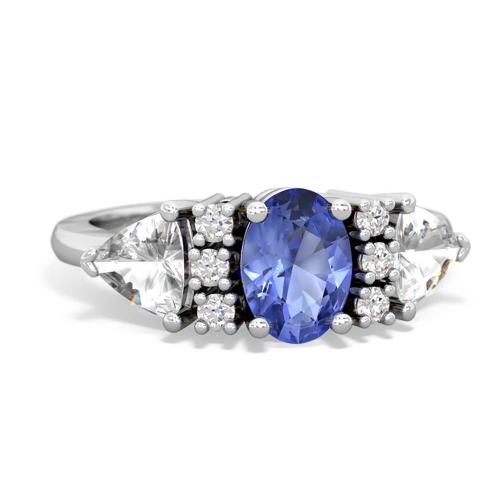 Tanzanite Antique Style Three Stone 14K White Gold ring R2186