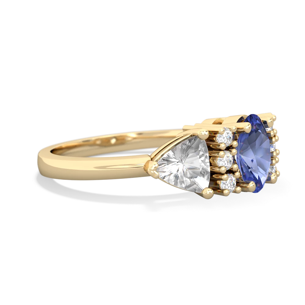 Tanzanite Antique Style Three Stone 14K Yellow Gold ring R2186