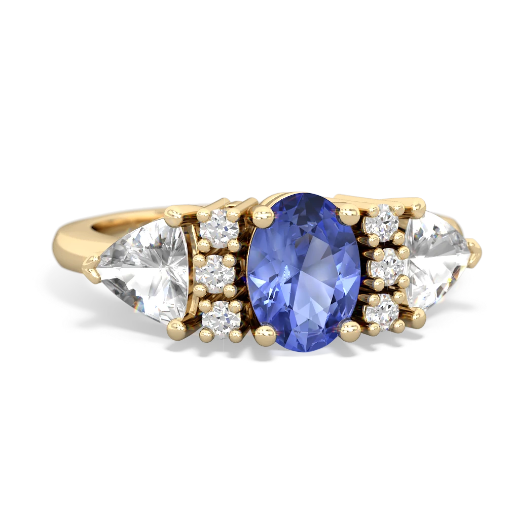 Tanzanite Antique Style Three Stone 14K Yellow Gold ring R2186