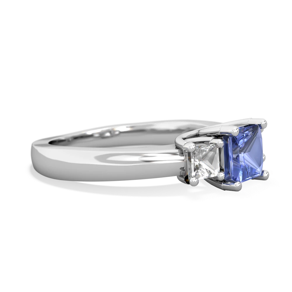 Tanzanite Three Stone Trellis 14K White Gold ring R4015