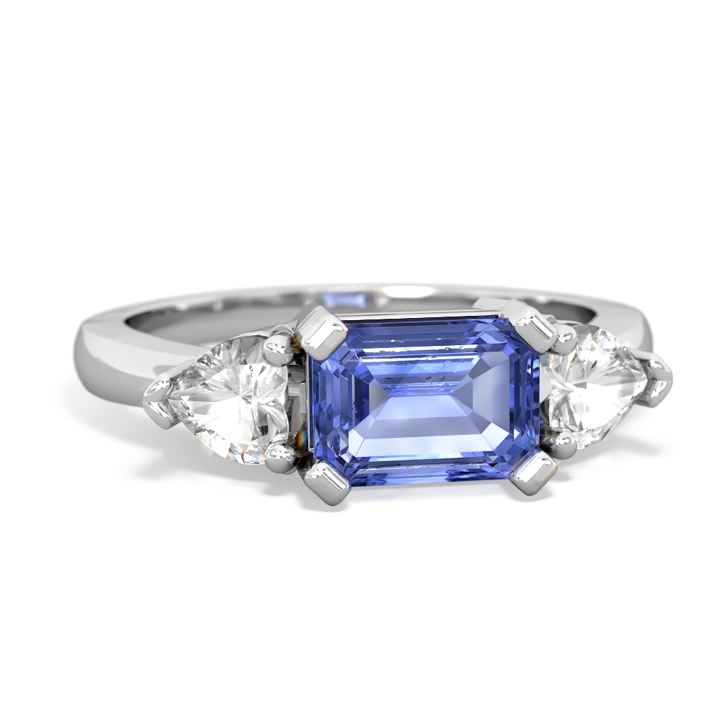 Tanzanite Three Stone 14K White Gold ring R5235