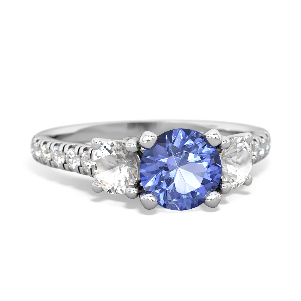 Tanzanite Pave Trellis 14K White Gold ring R5500